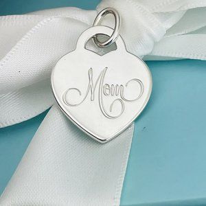 Tiffany & Co MOM Heart Charm Notes Pendant or Charm Mother's Day